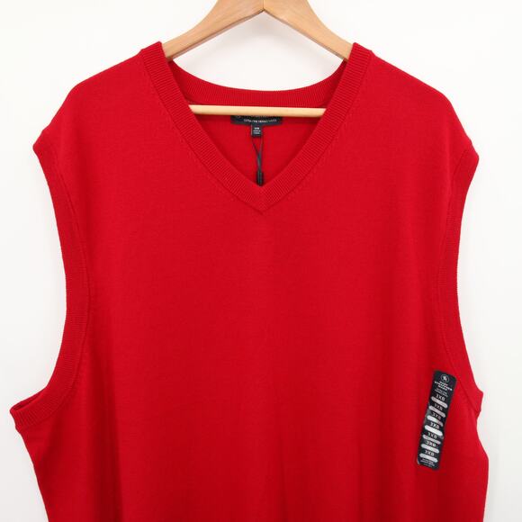 Hart Schaffner Marx Sweater Vest Red Men's Extra Fine Merino Wool V Neck NWT 3XB - Picture 2 of 12